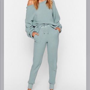 NastyGal Knit Happens Sweater and Jogger Lounge Set